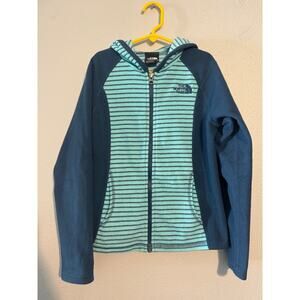 The North Face Girls Striped Fleece Striped Blue Jacket
